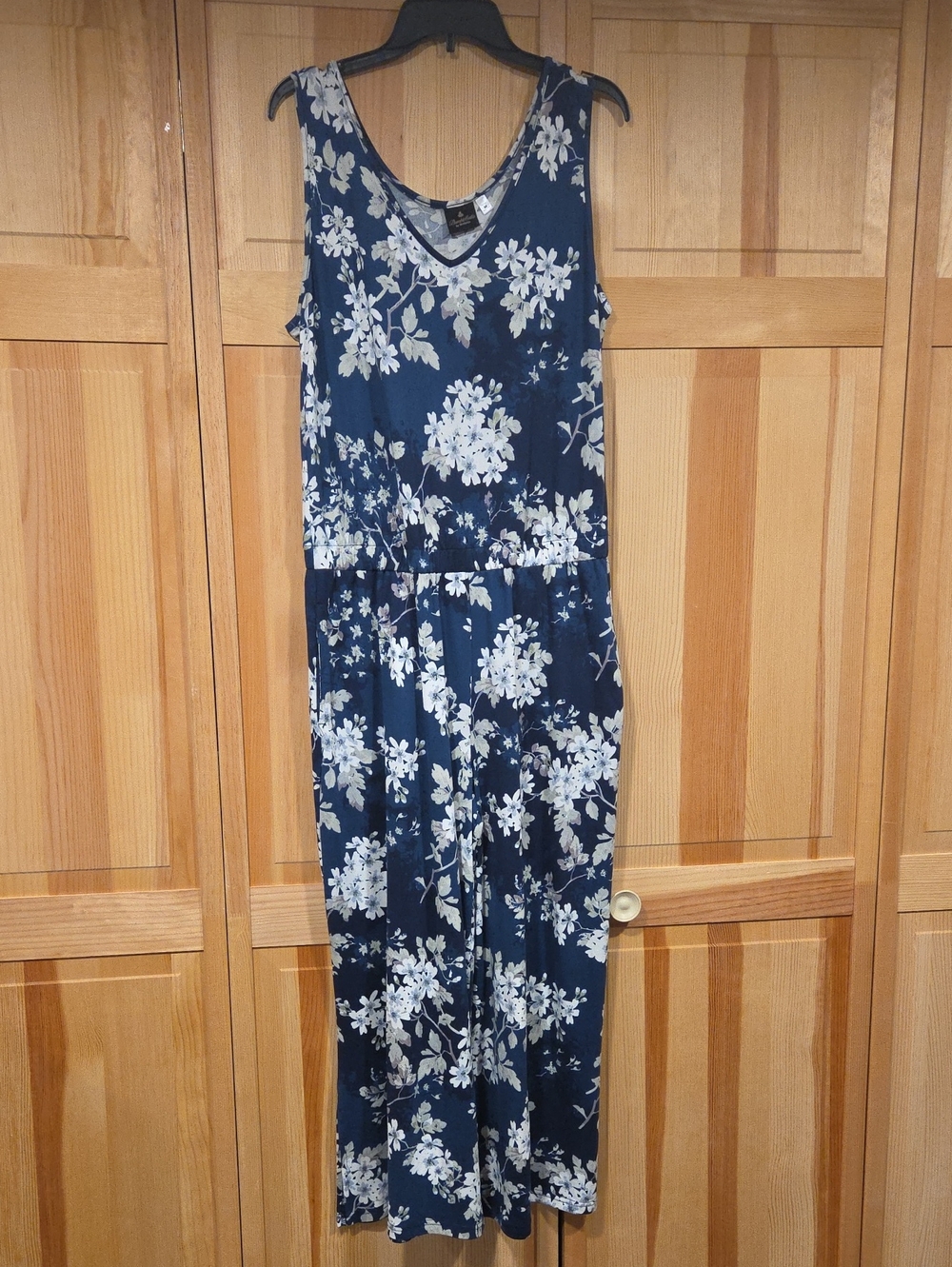 BumbleBella Blue Floral Jumpsuit Size Petite M
